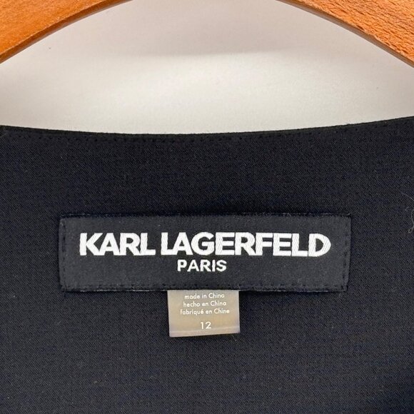 Karl Lagerfeld Paris Womens Sleeveless Black Fit & Flare Dress Size 12 new - Picture 2 of 12